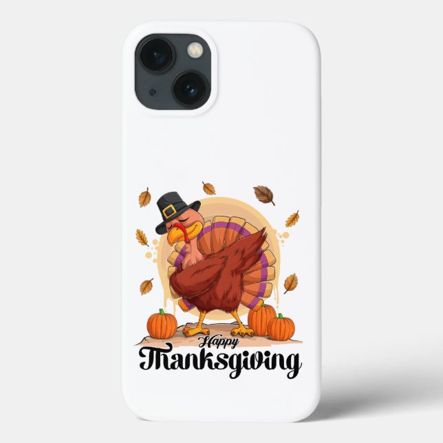 Étui pour iPhone 13 Typography Happy Thanksgiving (Verso)