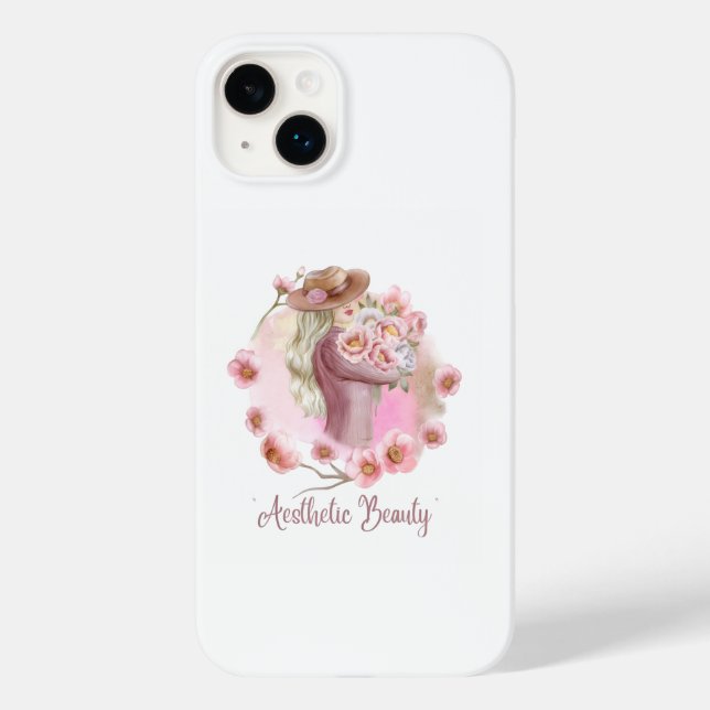 Étui pour iPhone 14 Fille Esthétique | Mode Noir & (Verso)