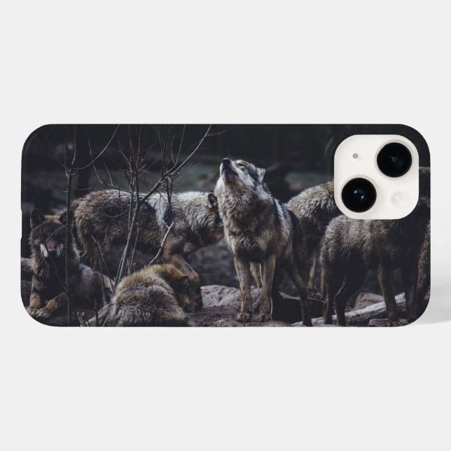 Étui pour iPhone 14 Meute de Loups (Verso (horizontal))