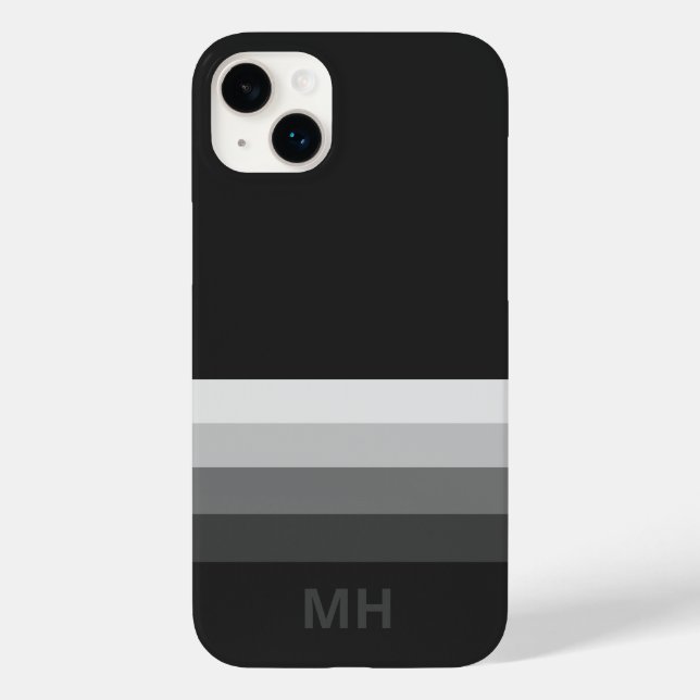 Étui pour iPhone 14 Monogramme à Rayures Modernes (Verso)