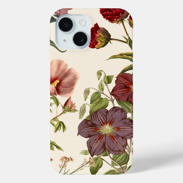 Étui pour iPhone 15 'Jardin Botanique Vintage' (Verso)