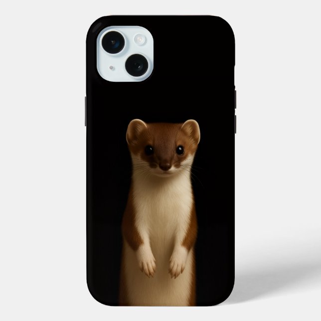 Étui pour iPhone 15 Plus Black 4 Luxe, Belette élé (Verso)