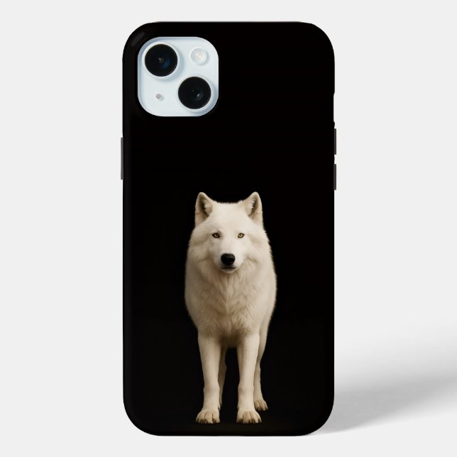 Étui pour iPhone 15 Plus Black 4 Luxe, Loup Arctiq (Verso)