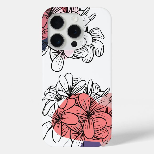 Étui pour iPhone 15 Pro 'Fleur de corail abstrait' (Verso)