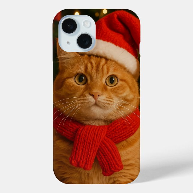 Étui pour iPhone 15 Santa Cat (Verso)