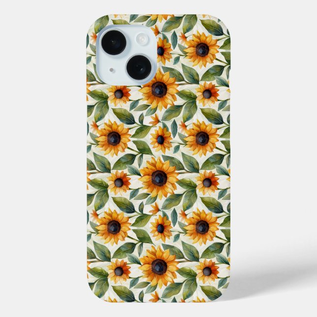 Étui pour iPhone 15 thème tournesol (Verso)
