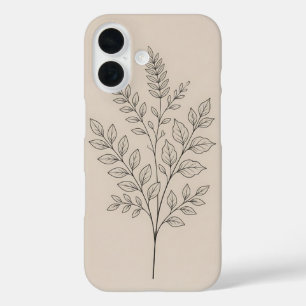 Étui pour iPhone 16 à motif botanique minimaliste