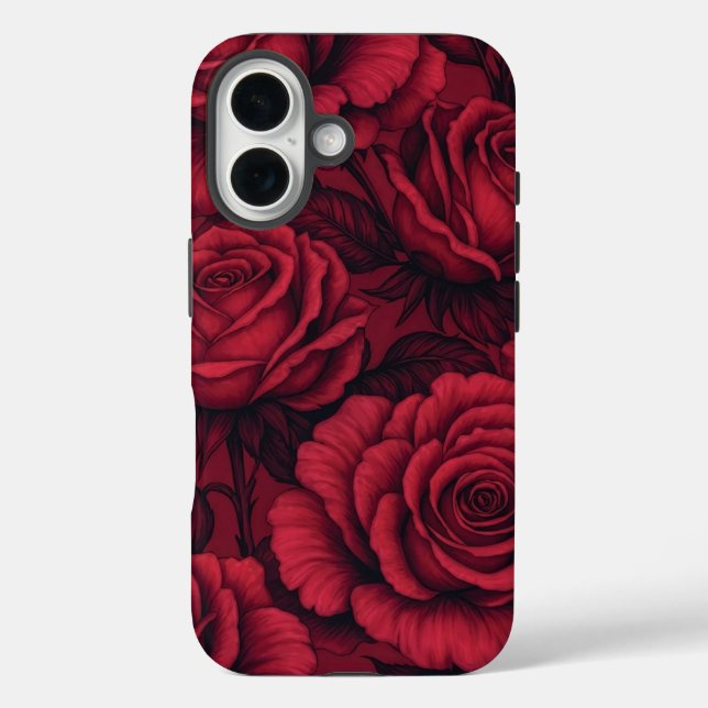 Étui pour iPhone 16 à motif floral gothique Roses  (Verso)