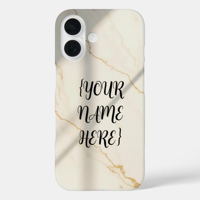 Étui pour iPhone 16 en marbre crémeux avec monogra (Verso)
