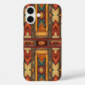 Étui pour iPhone 16 Plus à faux grain de bois aztè