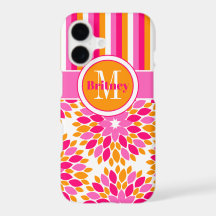 Étui pour iPhone 1 Plus | Floral, Rayures | Rose O