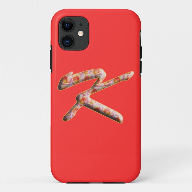 Étui pour Iphone 5 à motif monogramme K en roses (Dos)