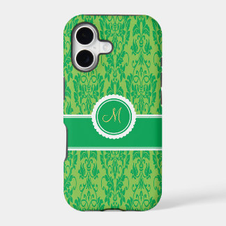 Étui pour iPhone 5 en damas vert Kelly monogrammé