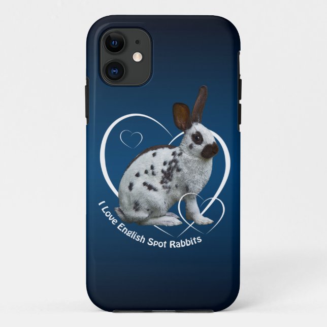Étui pour iPhone 5 I Love English Rabbits (Bleu/No (Dos)