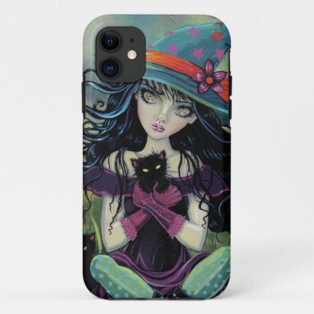 Étui pour iPhone 5 Kitten Witch Halloween Fantasy  (Dos)