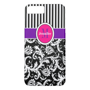 Étui pour iPhone 7 Damas Rayures Rose 3