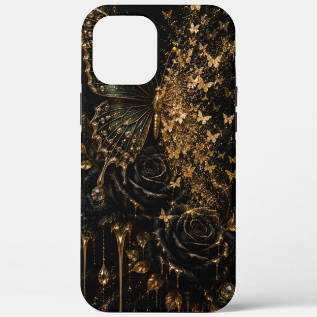 Étui pour iPhone à fleur de papillon en velours no (Verso)