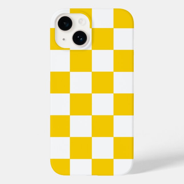 Étui pour iPhone à motif à carreaux jaune et blanc (Verso)