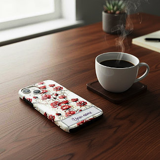 Étui pour iPhone à motif aquarelle de rose rouge v