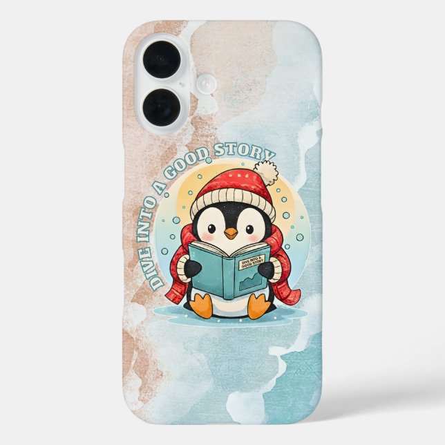 Étui pour iPhone au pingouin lisant avec fantaisie (Verso)