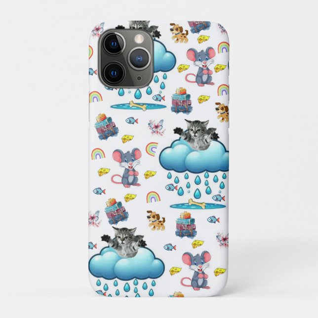 Étui pour iPhone Chien Souris Poisson Arc-en-ciel  (Dos)