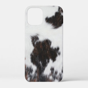 Étui pour iPhone - Cuir de vache Blanc Marron Noir
