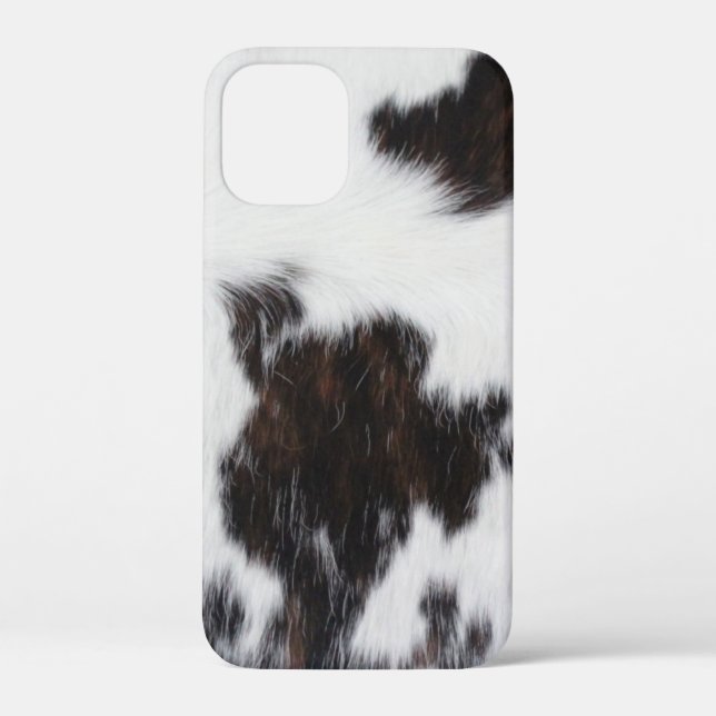 Étui pour iPhone - Cuir de vache Blanc Marron Noir (Verso)