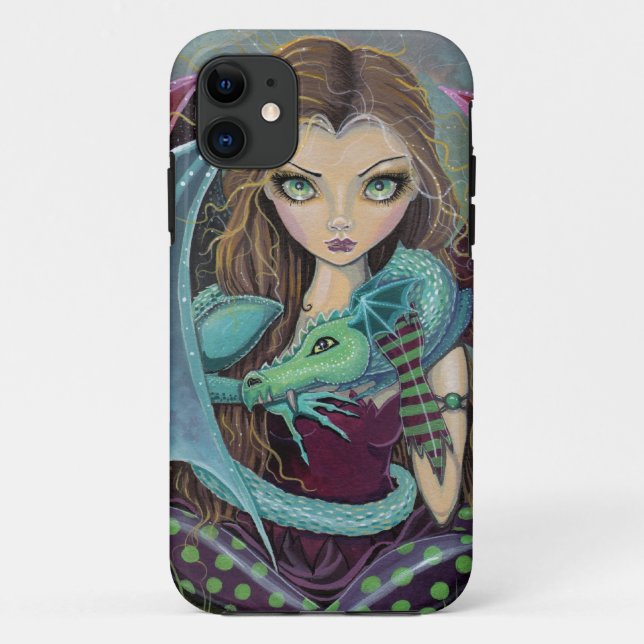 Étui pour iPhone de fée gothique mignonne et drago (Dos)