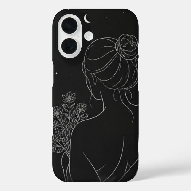 Étui pour iPhone Fille Esthétique – Dessin au trai (Verso)