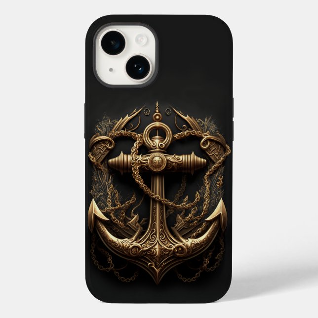 Étui pour iPhone Golden Nautical Anchor Case-Mate (Verso)