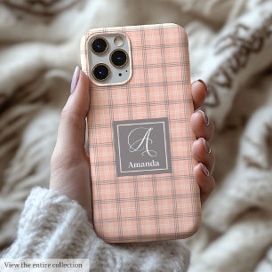 Étui pour iPhone gris corail tendance Cadeau monog