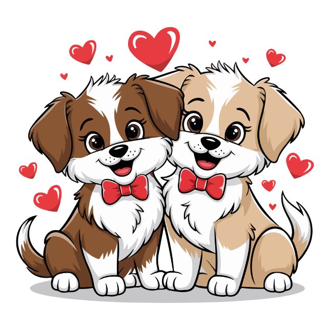 Étui pour iPhone / iPad avec chiots de dessin anim (A heartwarming scene featuring two adorable cartoon puppies.)