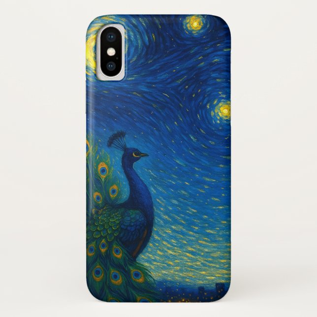 Étui pour iPhone / iPad Belle Nuit Étoilée au Paon (Dos)