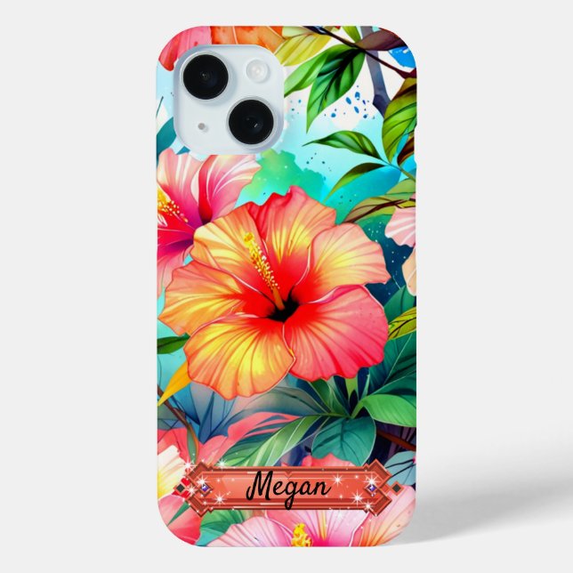 Étui pour iPhone / iPad Fleurs tropicales Verts vi (Verso)