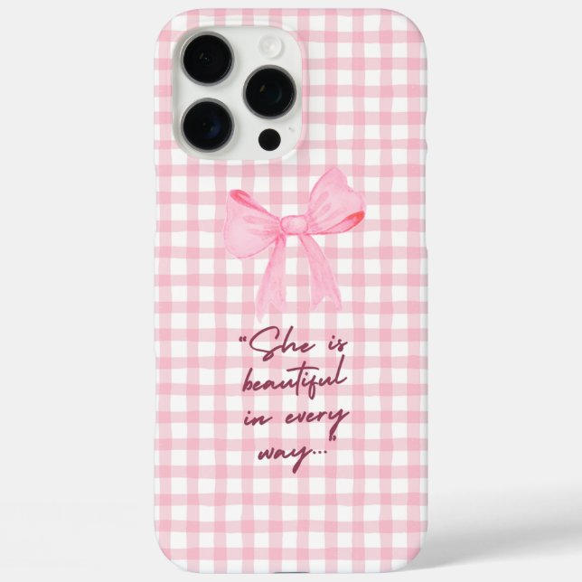 Étui pour iPhone / iPad rose et blanc avec nœud ro (Verso)