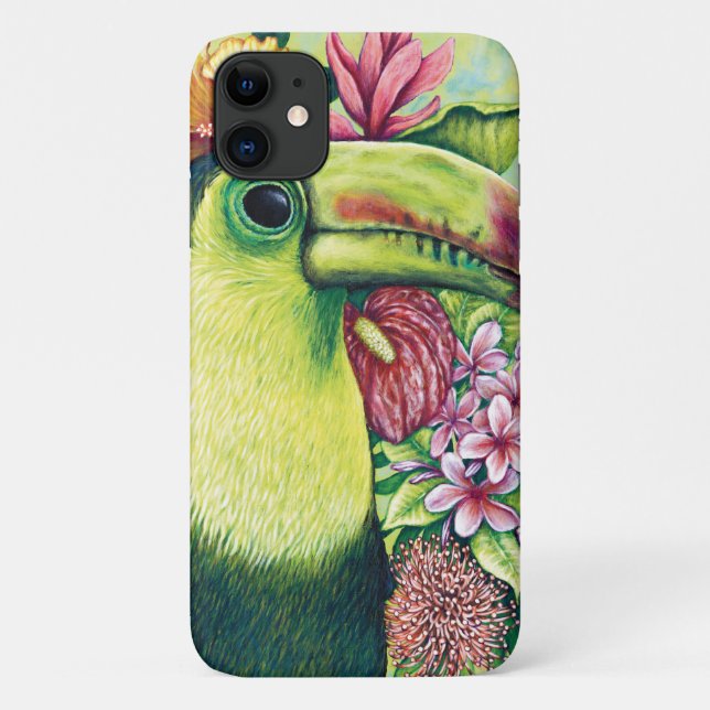 Étui pour IPhone / IPad Toucan Floral Tropical Col (Dos)