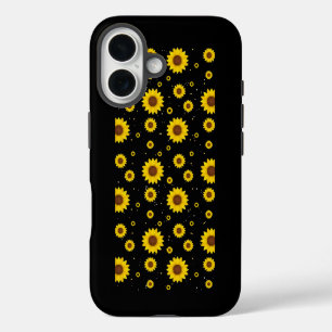 Étui pour iPhone noir à motif tournesol jaune mout