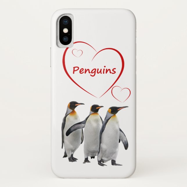 Étui pour iPhone X Love Penguins (Choisissez votre (Dos)