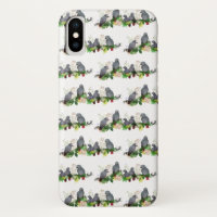 Étui pour iPhone X pour soirée de perroquet gris a