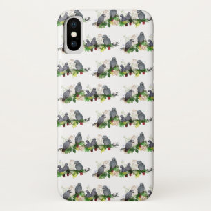 Étui pour iPhone X pour soirée de perroquet gris a