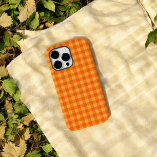 Étui pour téléphone à carreaux buffle orange pour