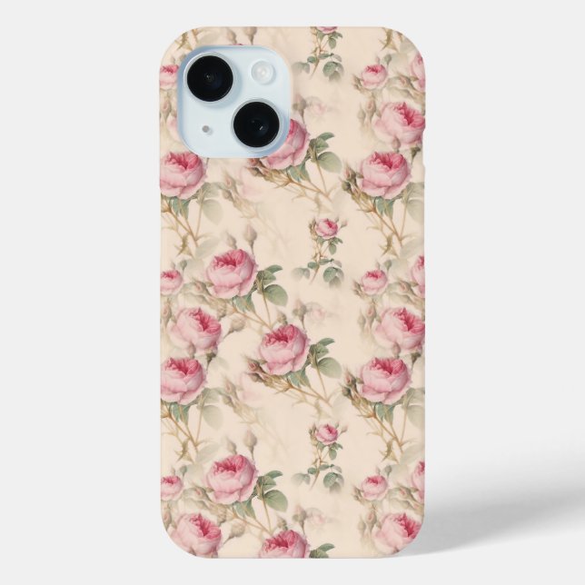 Étui pour téléphone cellulaire iphone 15 avec rose (Verso)