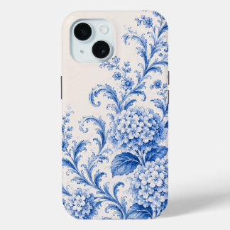 Étui pour téléphone en bleu à motif chinoiserie d'
