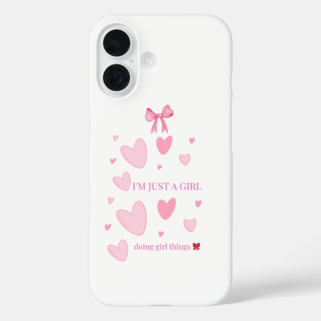 Étui pour téléphone Fille Coeurs roses Arc (Verso)