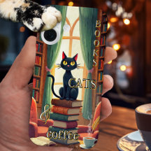 Étui pour téléphone Livres Chats et Café 