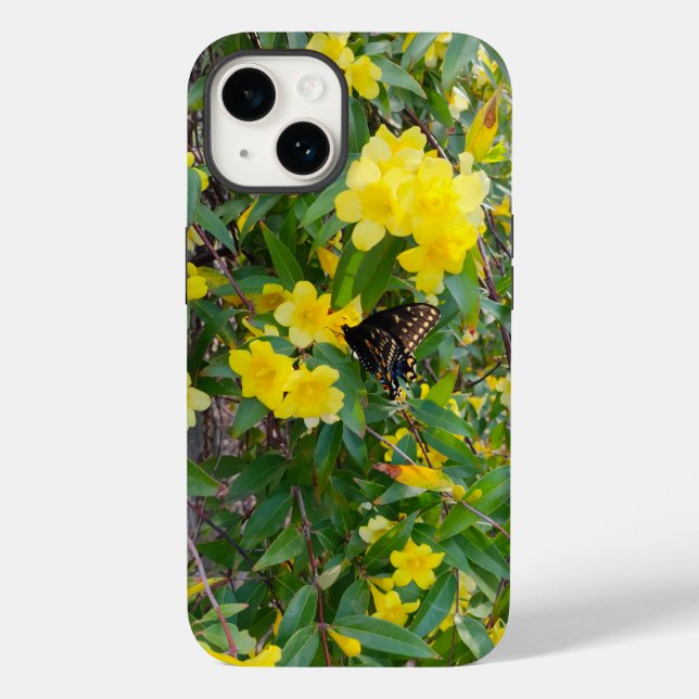 Étui pour téléphone Papillon et fleurs jaunes (Verso)