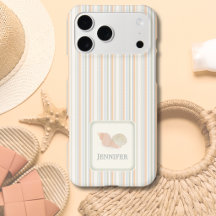 Étui pour téléphone rayé de plage – Nom personnali