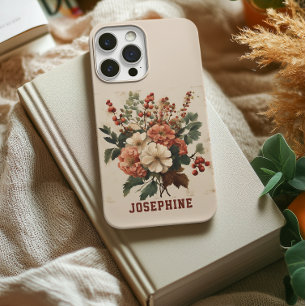 Étui rigide personnalisé avec fleurs rétro pour iP