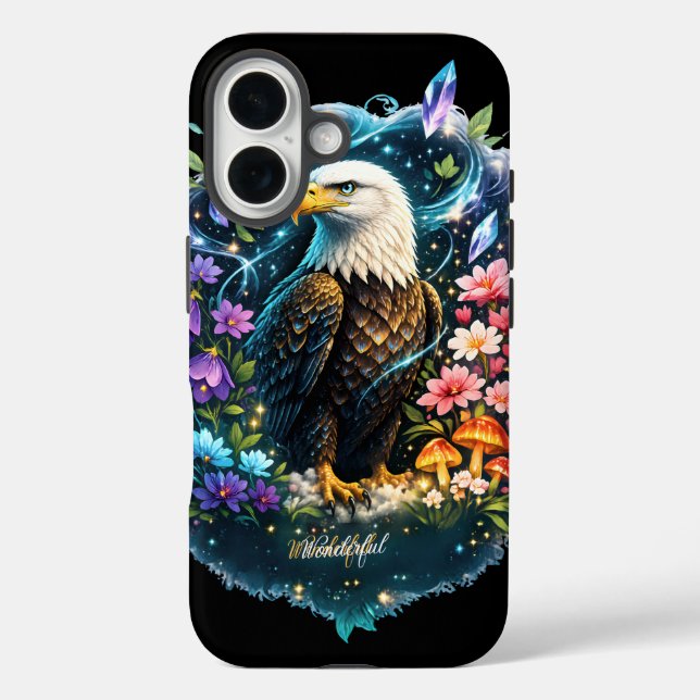 Étui robuste pour iPhone 16 Aigle chauve mystique (Verso)