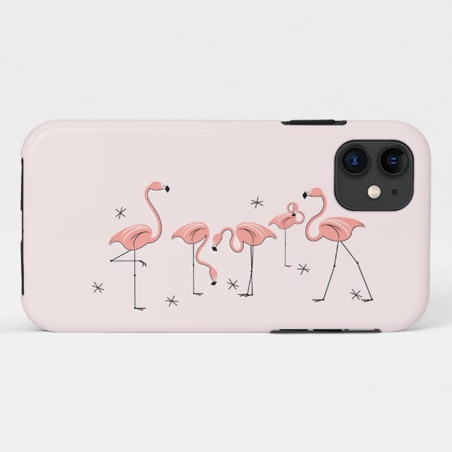 Étui rose pour iPhone 11 Flamants (Dos (Horizontal))